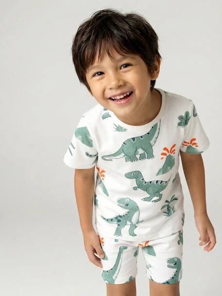 Lot 2 pyjashort garçon dinosaure vert sauge - vertbaudet enfant 