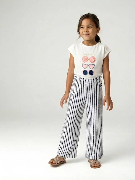 Legging large rayé en maille rayé bleu+rayé rouge - vertbaudet enfant 