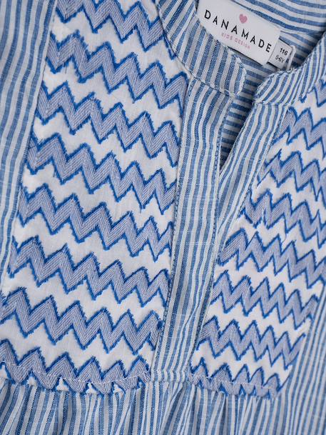 Robe à motif zigzag, doublée, fille, DANAMADE bleu - vertbaudet enfant 