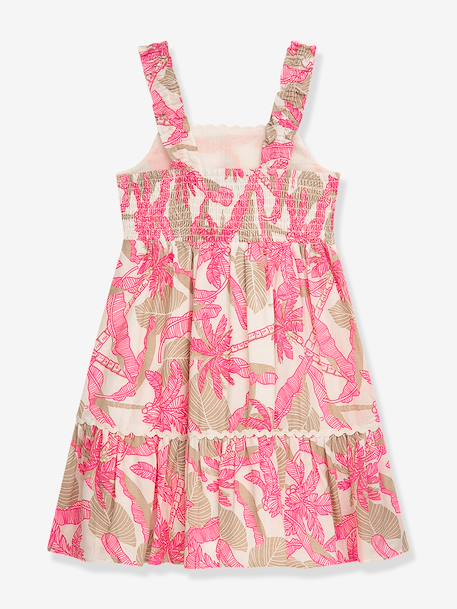 Zomerjurk met ruches en palmboompatroon voor meisjes DANAMADE rozen - vertbaudet enfant 