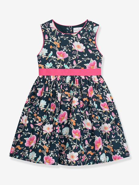 Robe à imprimé fleuri et ceinture fille DANAMADE marine - vertbaudet enfant 