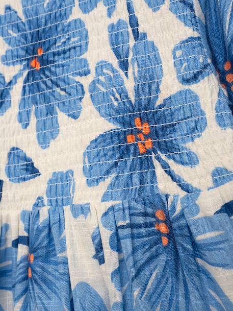 Jurk met bloemenprint en lange mouwen voor meisjes DANAMADE blauw - vertbaudet enfant 