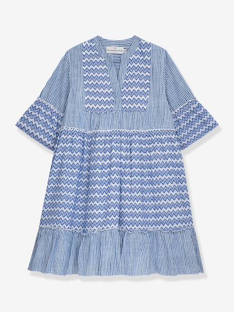 Robe à motif zigzag, doublée, fille, DANAMADE bleu - vertbaudet enfant 