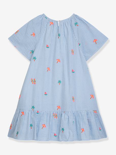 Meisjesjurk met korte mouwen, blauw-wit gestreept DANAMADE blauw - vertbaudet enfant 