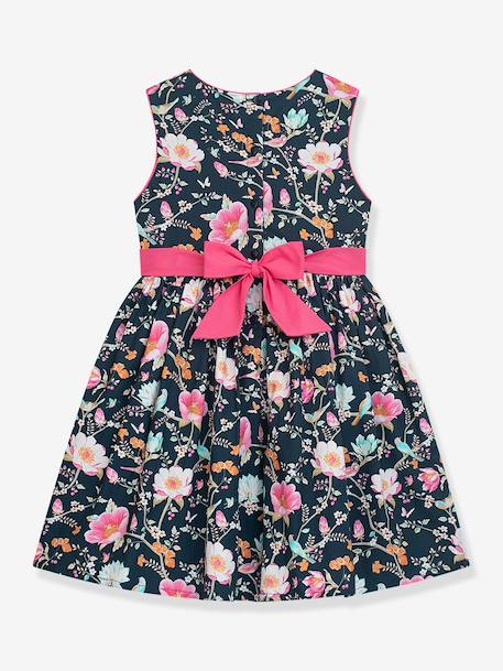 Meisjesjurk met bloemenprint en riem DANAMADE marineblauw - vertbaudet enfant 