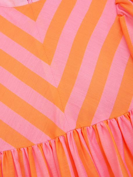 Robe à rayures et manches bouffantes fille DLILOU DANAMADE orange - vertbaudet enfant 
