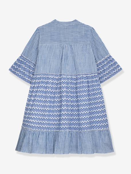 Jurk met zigzagpatroon en gevoerd voor meisjes DANAMADE blauw - vertbaudet enfant 