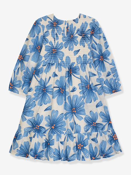 Robe à motif fleuri, manches longues, fille, DANAMADE bleu - vertbaudet enfant 