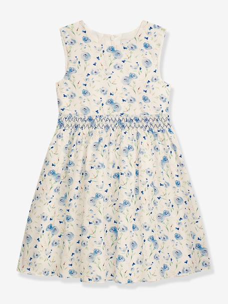 Robe d'été à motif fleuri, taille smockée fille DANAMADE pêche - vertbaudet enfant 