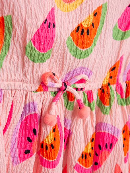 Jurk met strik en watermeloenprint voor meisjes DANAMADE snoeproze - vertbaudet enfant 