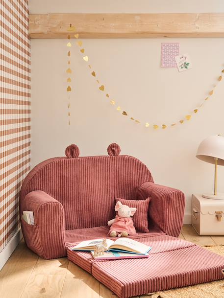 Canapé chauffeuse ours velours rose - vertbaudet enfant 