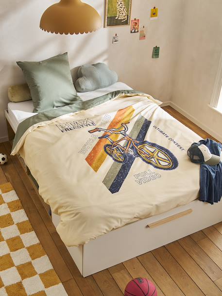 Bedset dekbedovertrek en kussensloop kind BMX zandbeige - vertbaudet enfant 