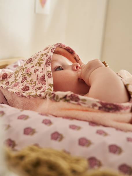 Cape de bain et gant LATIKA rose imprimé - vertbaudet enfant 