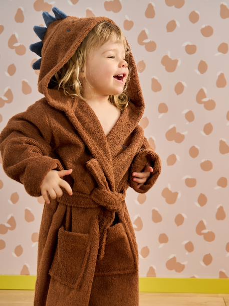 Peignoir enfant Dinosaure personnalisable BLEU MOYEN+camel - vertbaudet enfant 
