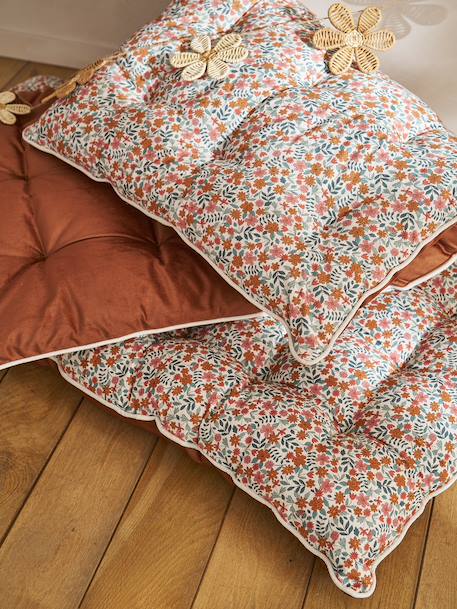 Matelas de sol bi-matière fleurs/velours RETRO FLOWER cannelle - vertbaudet enfant 