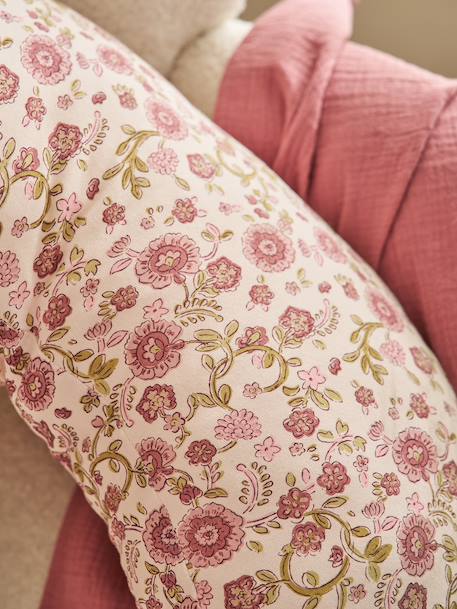 Housse pour coussin d'allaitement beige imprimé+imprimé fleuri+rose imprimé - vertbaudet enfant 