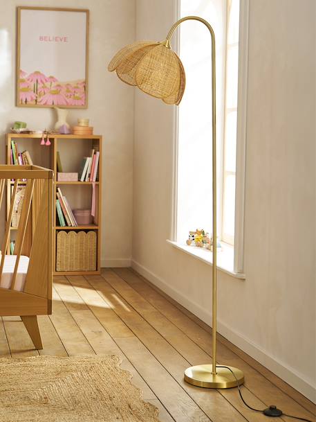 Lampadaire rotin fleur métal doré - vertbaudet enfant 