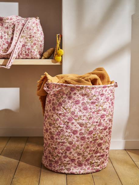 Panier matelassé imprimé fleurs rose - vertbaudet enfant 