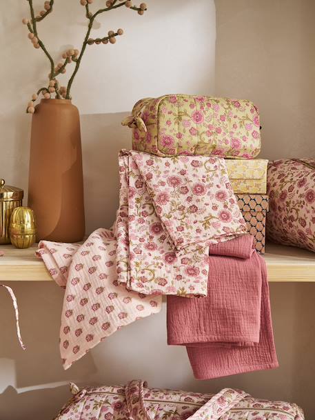 Set van 3 lange baby luiers van katoenen gaas roze, bedrukt - vertbaudet enfant 