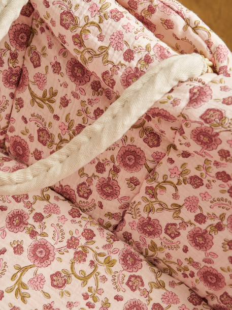 Hoes voor draagwieg van katoengaas beige, bedrukt+grijsblauw+roze, bedrukt+wit - vertbaudet enfant 