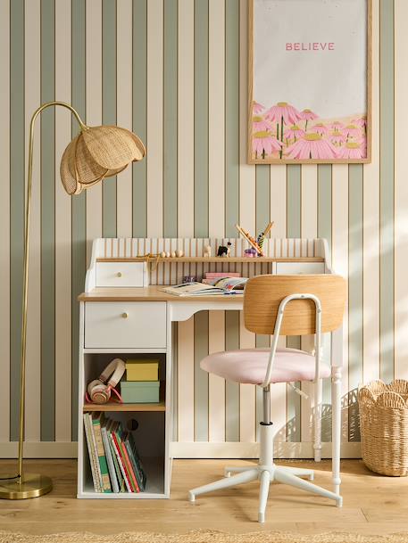 Houten kinderbureau met opbergruimtes ecru - vertbaudet enfant 