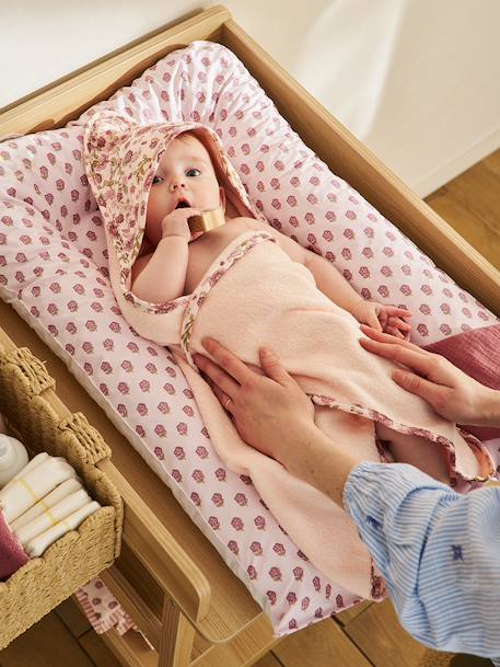 Cape de bain et gant LATIKA rose imprimé - vertbaudet enfant 