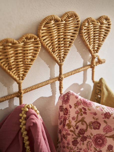Patère cœurs rotin 5 crochets bois - vertbaudet enfant 
