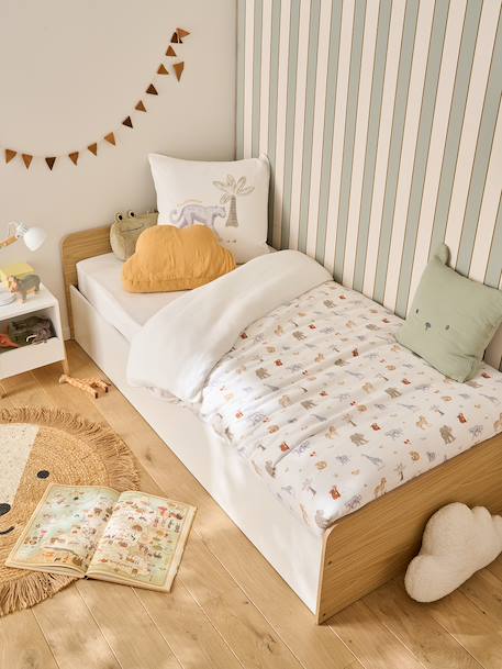 Lit enfant coffre rangement bois 90x190cm blanc - vertbaudet enfant 