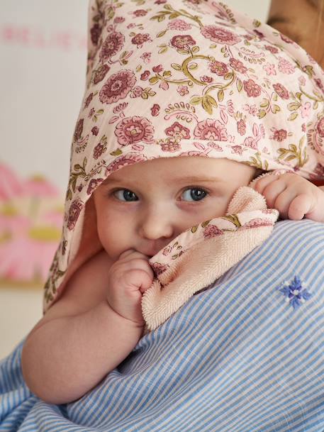Cape de bain et gant LATIKA rose imprimé - vertbaudet enfant 