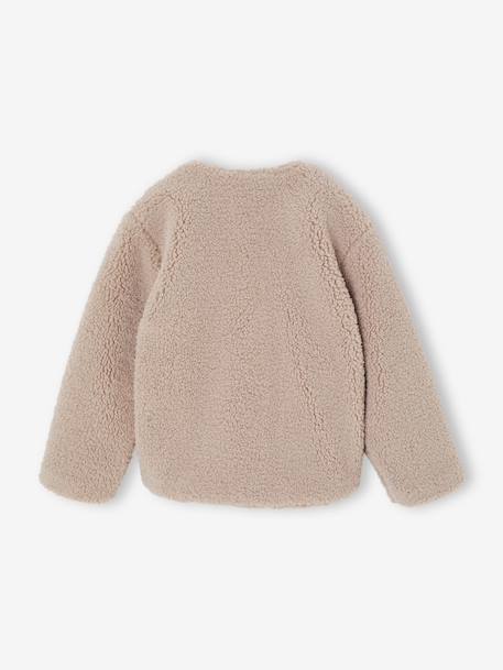Veste fille sherpa doublée léopard collection capsule mère-fille taupe - vertbaudet enfant 
