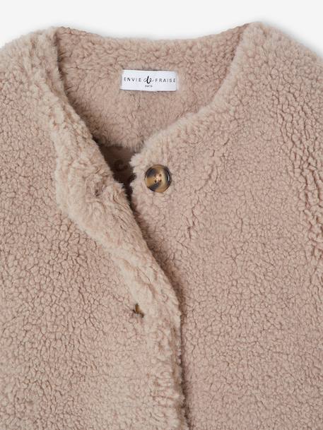 Veste fille sherpa doublée léopard collection capsule mère-fille taupe - vertbaudet enfant 