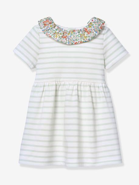 Gemarmerde jurk baby lichtgroen - vertbaudet enfant 