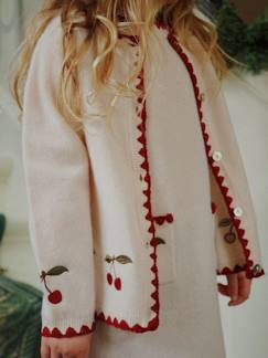 -Cardigan brodé cerise