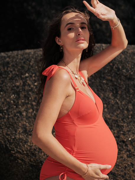 Maillot de bain de grossesse Porto Vecchio CACHE-COEUR noir+orange - vertbaudet enfant 