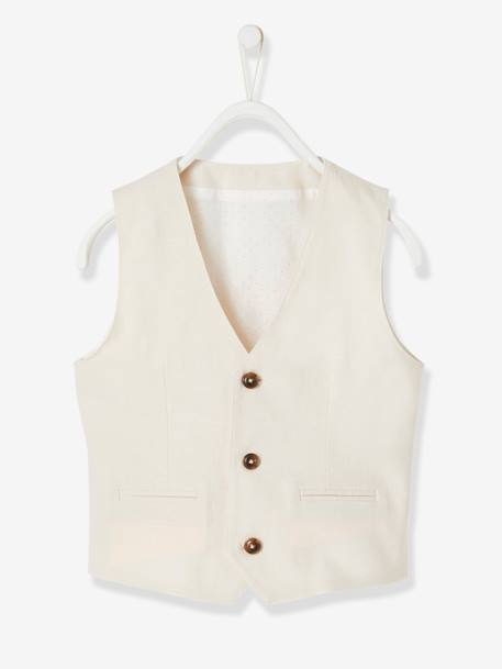 Garçon-Veste garçon cérémonie sans manches en coton/ lin