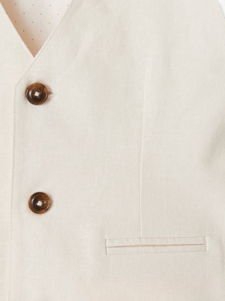 Veste garçon cérémonie sans manches en coton/ lin beige+beige clair+bleu+marine foncé+vert sauge - vertbaudet enfant 