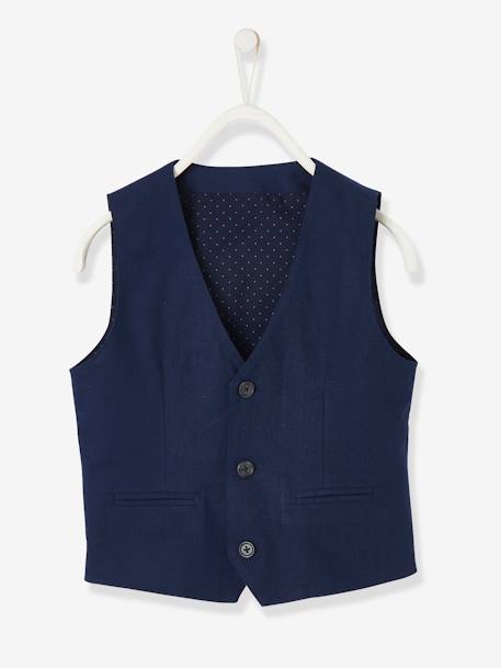 Veste garçon cérémonie sans manches en coton/ lin bleu+marine foncé+vert sauge - vertbaudet enfant 