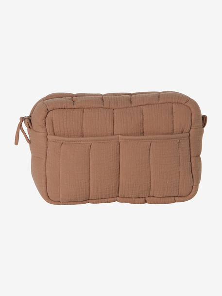 Sac à langer COLINA gaze de coton blanc imprimé+cappuccino+écru - vertbaudet enfant 
