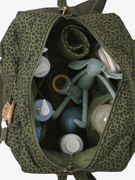 Luiertas Canvas club luipaard beige, bedrukt+kaki+touw - vertbaudet enfant 