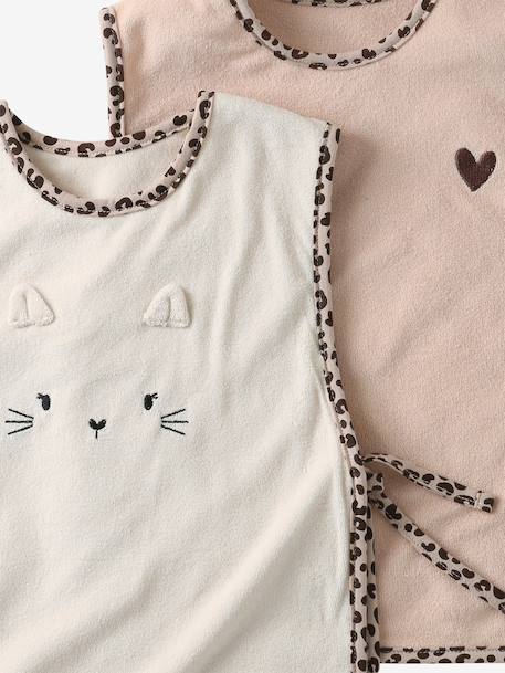 Set van 2 slabbers Lovely Leo hazelnoot+salie+touw - vertbaudet enfant 