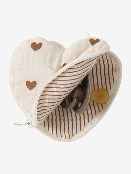 Sac à langer COLINA gaze de coton blanc imprimé+cappuccino+écru - vertbaudet enfant 