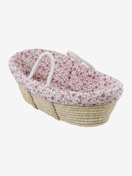 Hoes voor draagwieg van katoengaas beige, bedrukt+grijsblauw+roze, bedrukt+wit - vertbaudet enfant 