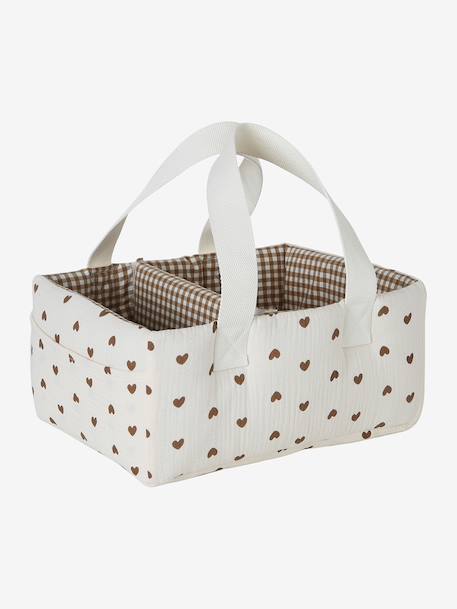 Panier de rangement deux compartiments écru - vertbaudet enfant 