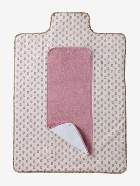 Tapis à langer de voyage écru+noisette+rose imprimé - vertbaudet enfant 