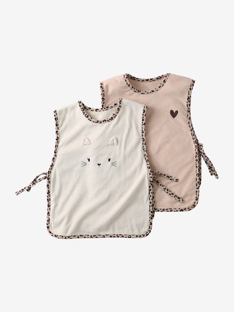Set van 2 slabbers Lovely Leo hazelnoot+salie+touw - vertbaudet enfant 