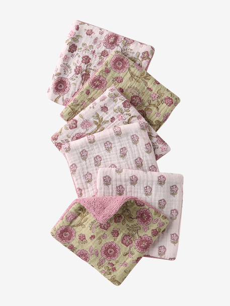 Set van 6 washandjes touw+wit+wit, bedrukt - vertbaudet enfant 