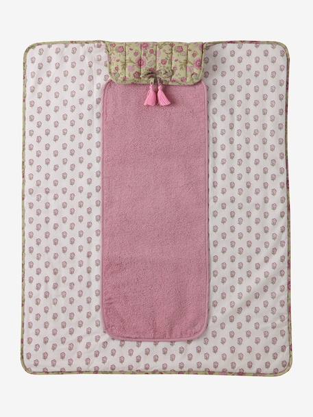 Tapis à langer de voyage écru+noisette+rose imprimé - vertbaudet enfant 