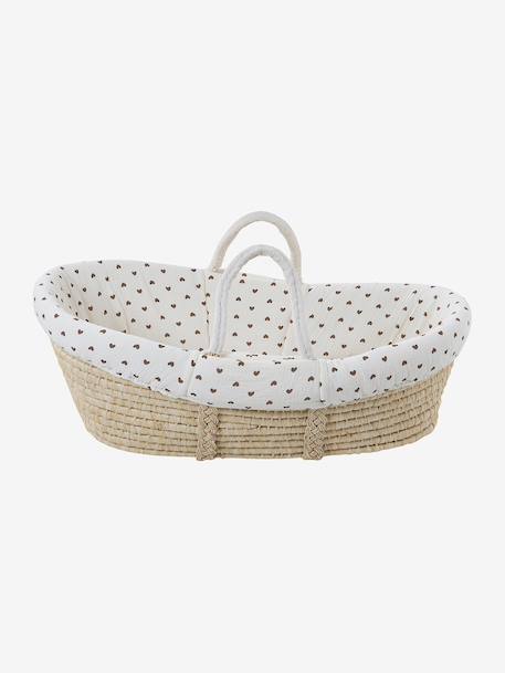 Hoes voor draagwieg van katoengaas beige, bedrukt+grijsblauw+roze, bedrukt+touw+wit - vertbaudet enfant 