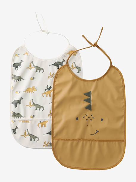 Set van 2 XL slabbetjes hazelnoot+mosterdgeel - vertbaudet enfant 