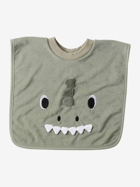 Lot de 3 bavoirs animaux à enfiler écru+sauge - vertbaudet enfant 